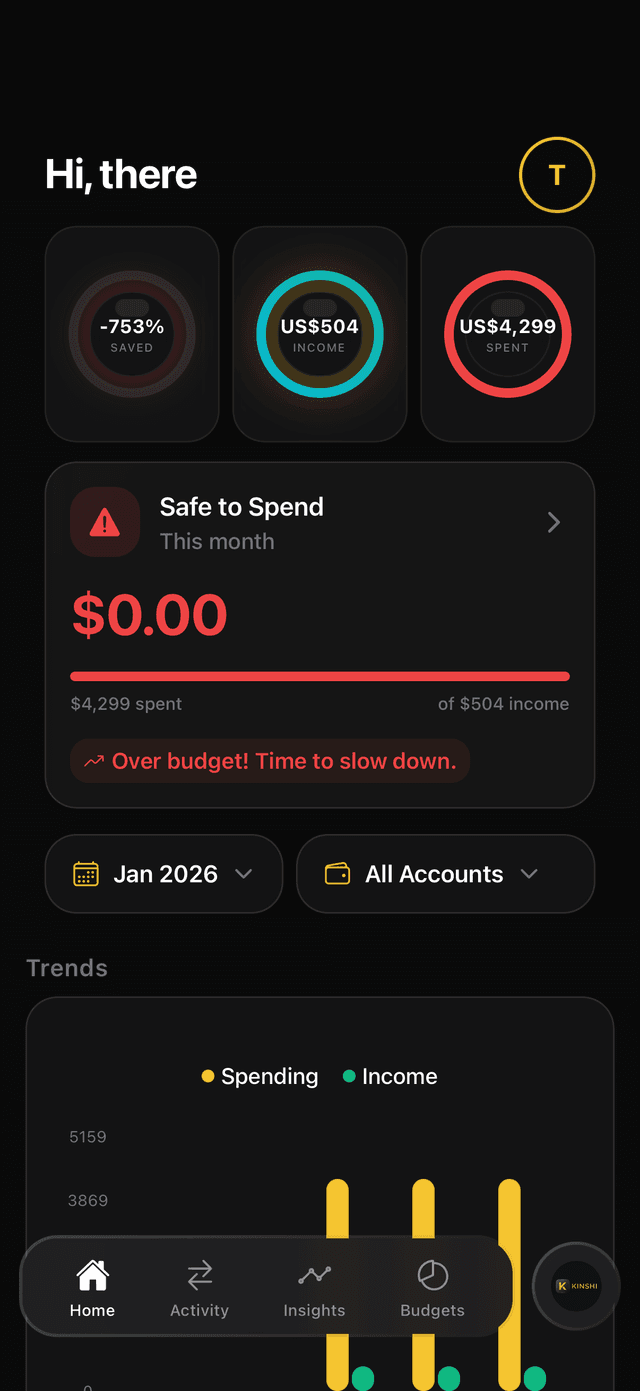 Kinshi Home Dashboard