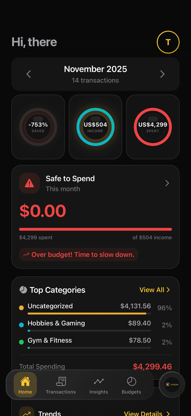 Kinshi Insights Screen